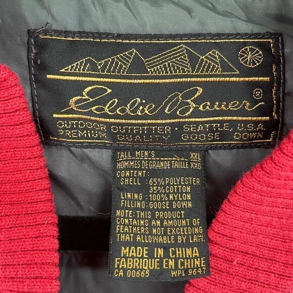 Vintage Eddie Bauer Quilted Down Vest Size XXL Mens Tall - Picture 11 of 12